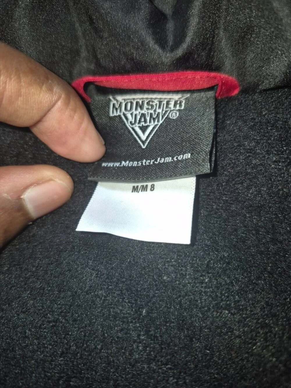 Monster Jam Kids Puffer Jacket Red Black Hooded Size M (8) – 2012 Monster Trucks